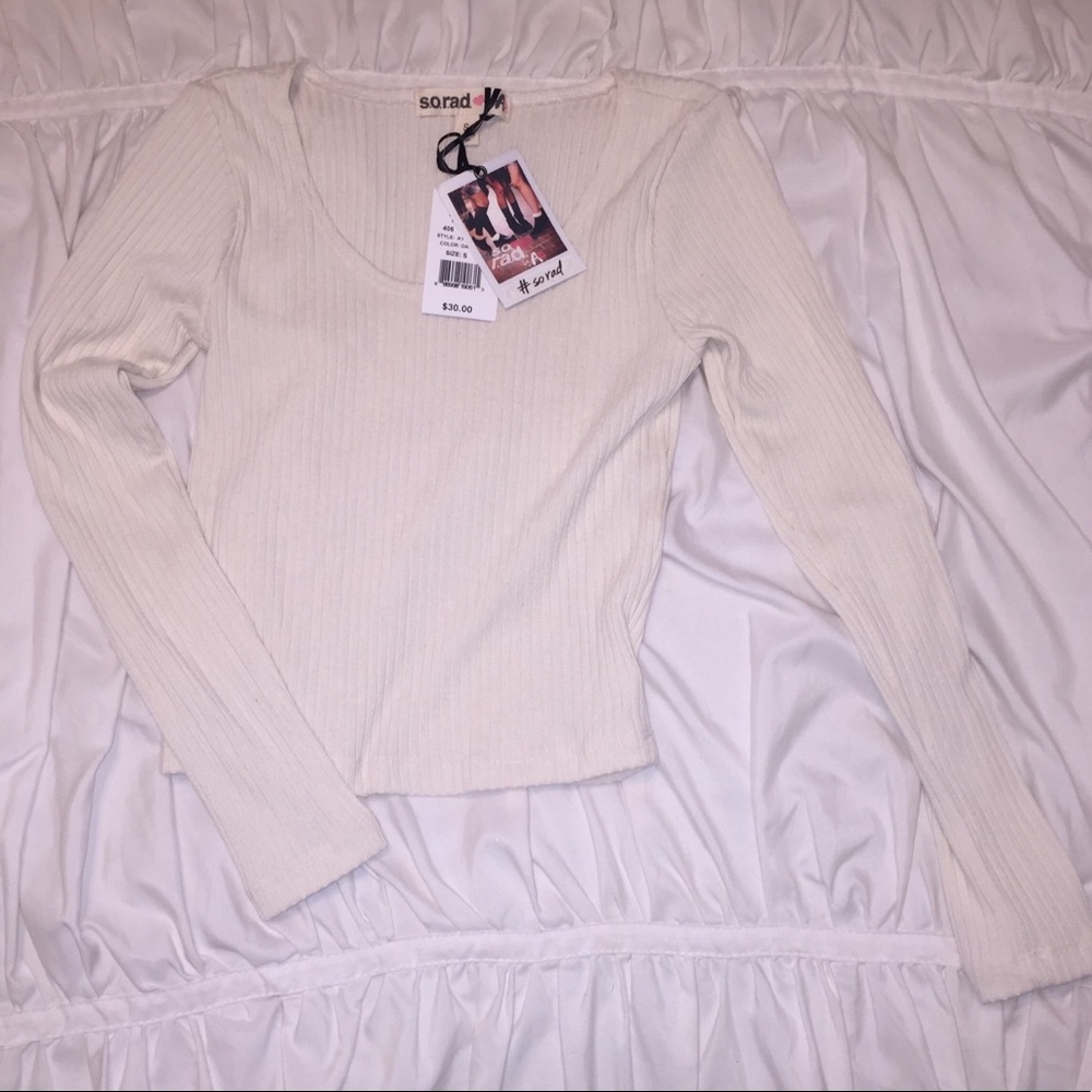 cream ribbed long sleeve crop top! New w tags!